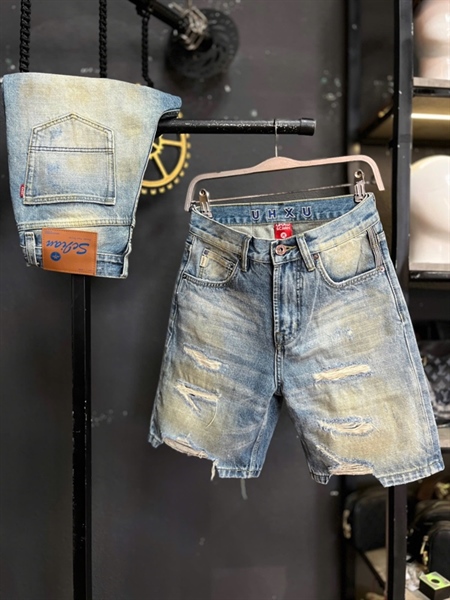 Sort Jean VSC- UXH2053 xanh bạc was lau phủ dơ rách