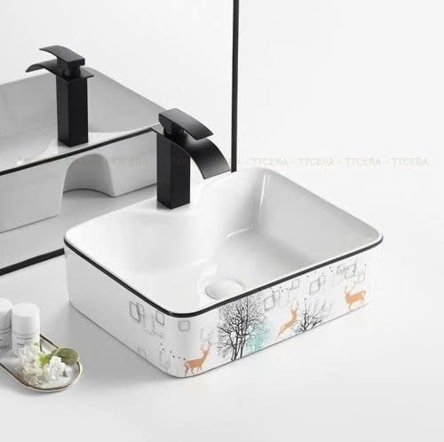 Chậu Lavabo Đặt Bàn Vuông Hoa Văn Nai LC HUOU V