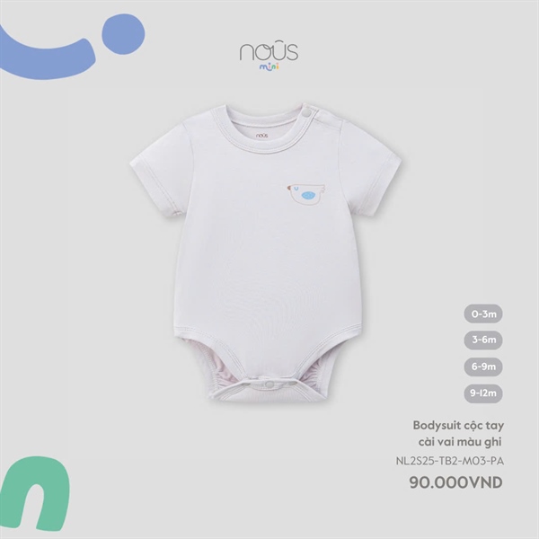 NS2500 - 3M/12M Bodysuit cộc tay cài vai