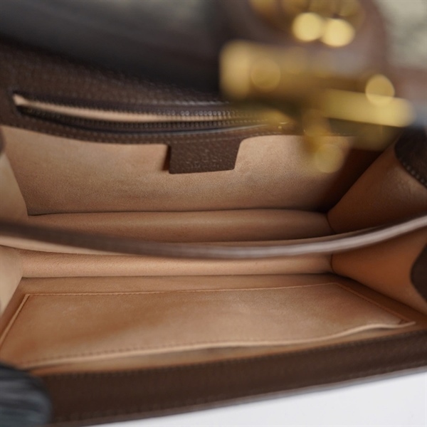 Túi GG Handle xám viền nâu (651055-520981) sz24 (HT)+