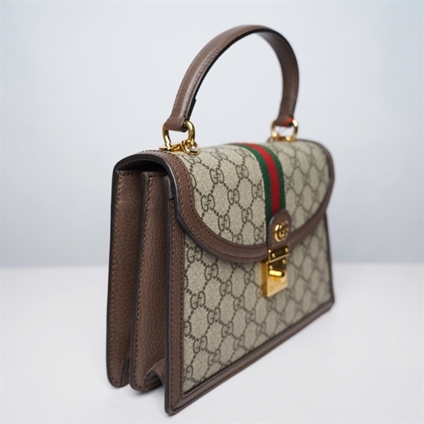 Túi GG Handle xám viền nâu (651055-520981) sz24 (HT)+