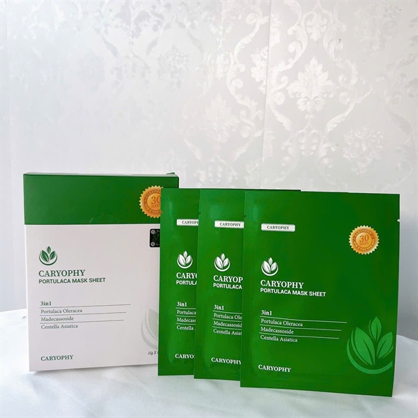 Mặt nạ trị mụn , trắng da ( hộp 10 miếng ) caryophy portulaca mask sheet 22g
