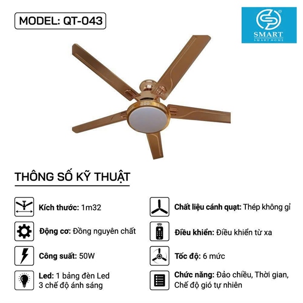 Quạt trần MODEL: QT-043
