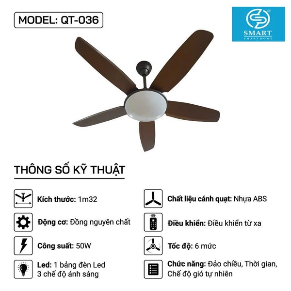 Quạt trần MODEL: QT-036