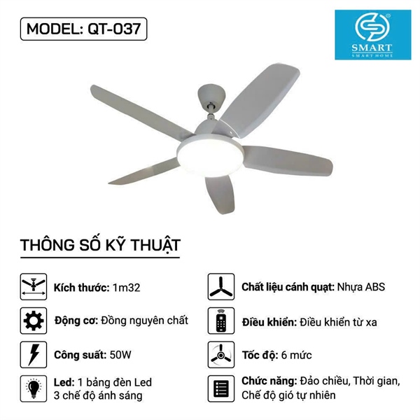 Quạt trần MODEL: QT-037