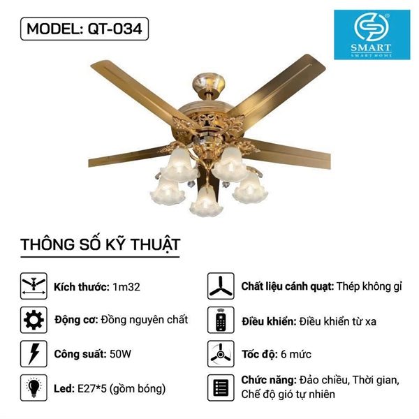 Quạt trần MODEL: QT-034