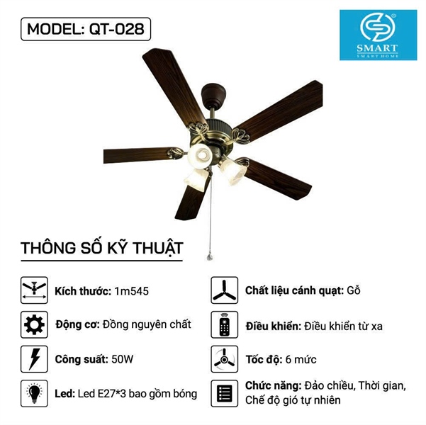 Quạt trần MODEL: QT-028