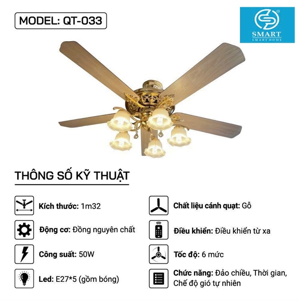 Quạt trần MODEL: QT-033