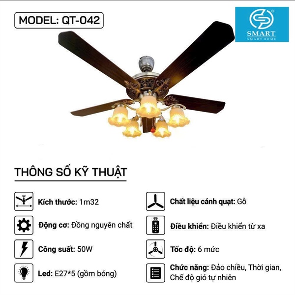 Quạt trần MODEL: QT-042