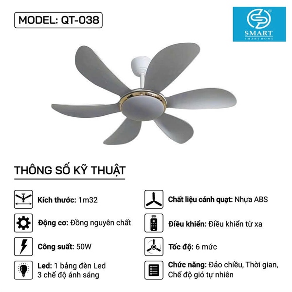 Quạt trần MODEL: QT-038