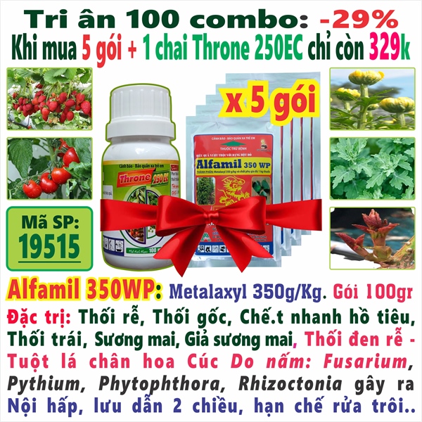 Combo 5 gói Alfamil 100gr + 1 chai Throne 250EC 100ml (3*)