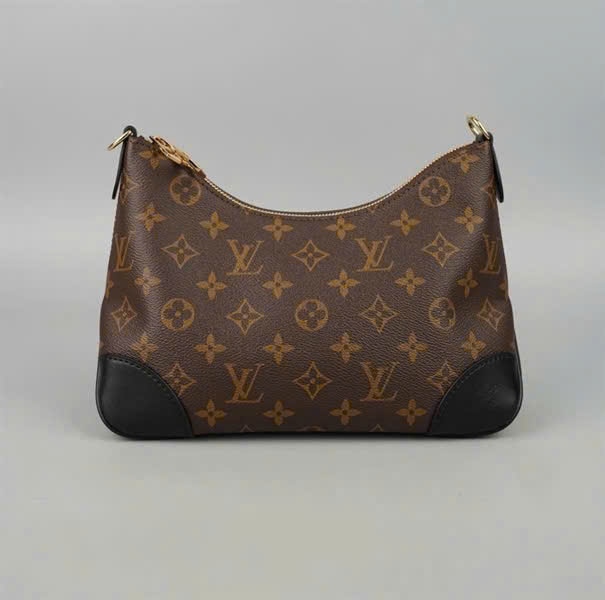 Túi LV Boulogne hoa nâu viền đen 2strap sz28 +
