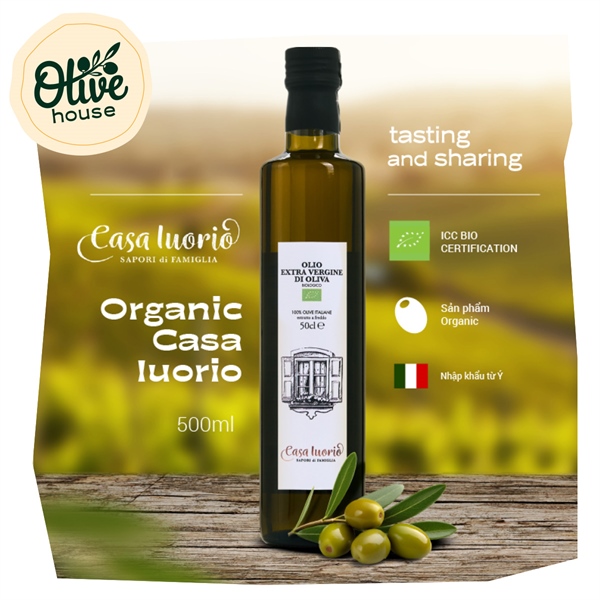 Dầu Olive Nguyên Chất ORGANIC Casa Iourio 500ml
