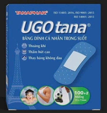 Băng dính cá nhân trong suốt Ugo tana KT: 19 x 72mm) (Hộp 102 miếng) - Tanaphar