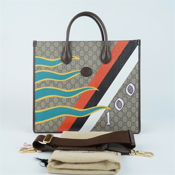 Túi GG Tote xám in hình (H036568855) sz37 KG+