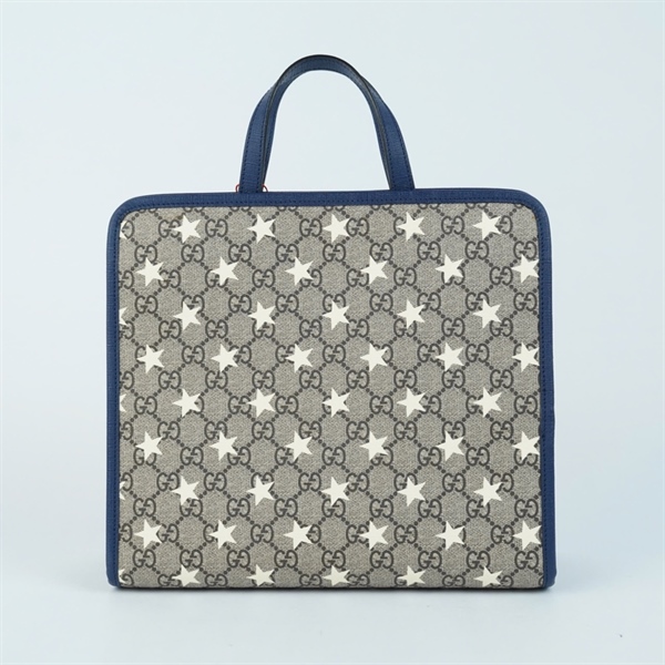 Túi GG Handle xám viền xanh (605614-213317) sz28 KG+