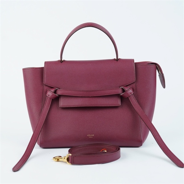 Túi Celine Handle đỏ mận sz33 KG+