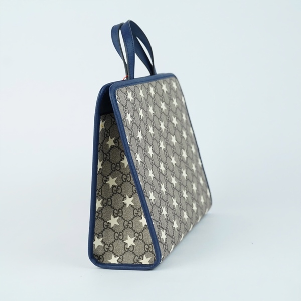 Túi GG Handle xám viền xanh (605614-213317) sz28 KG+