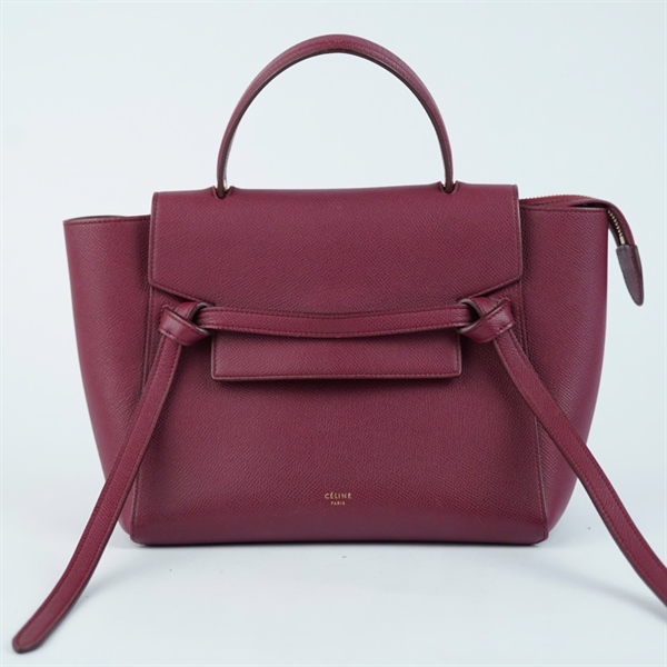 Túi Celine Handle đỏ mận sz33 KG+