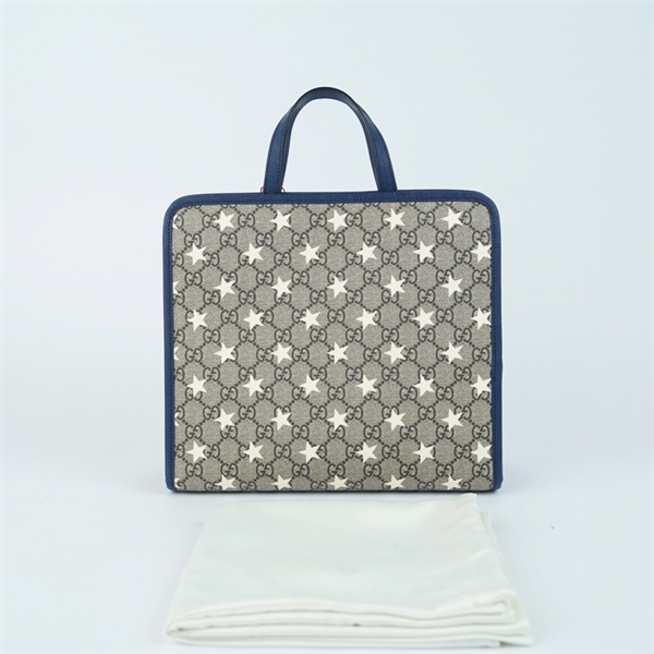 Túi GG Handle xám viền xanh (605614-213317) sz28 KG+