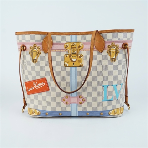 Túi LV Neverfull hồng nhạt in hình kèm ví sz33 (HC) +