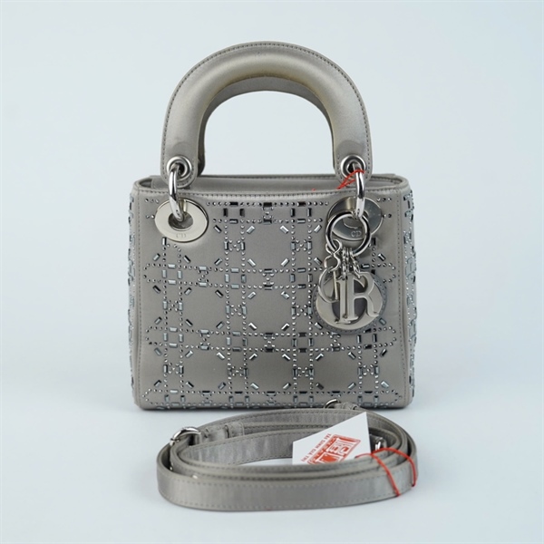 Túi Lady Dior xám sz Mini (19-MA-1127) KG+