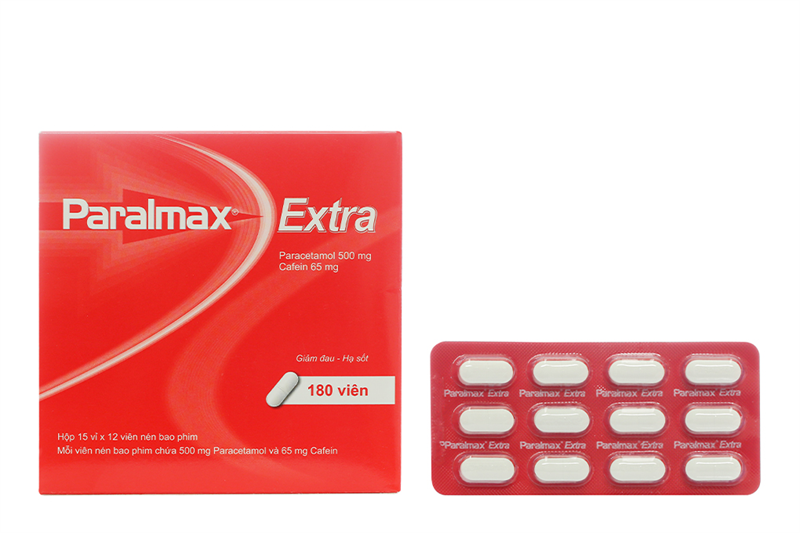 Thuốc Paralmax Extra (Paracetamol 500mg + cafein 65mg) Boston giảm đau, hạ sốt (15 vỉ x 12 viên)