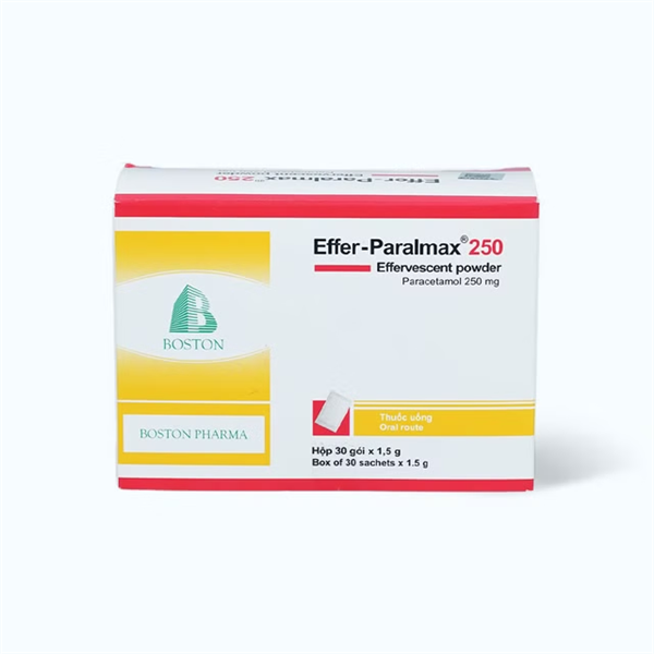 Thuốc bột Effer- Paralmax 250mg (Paracetamol 250mg) giảm đau hạ sốt ở trẻ em (hộp 30 gói)