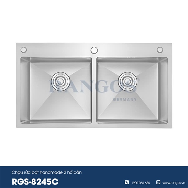 CHẬU RỬA BÁT HANDMADE 2 HỐ CÂN RGS-8245C