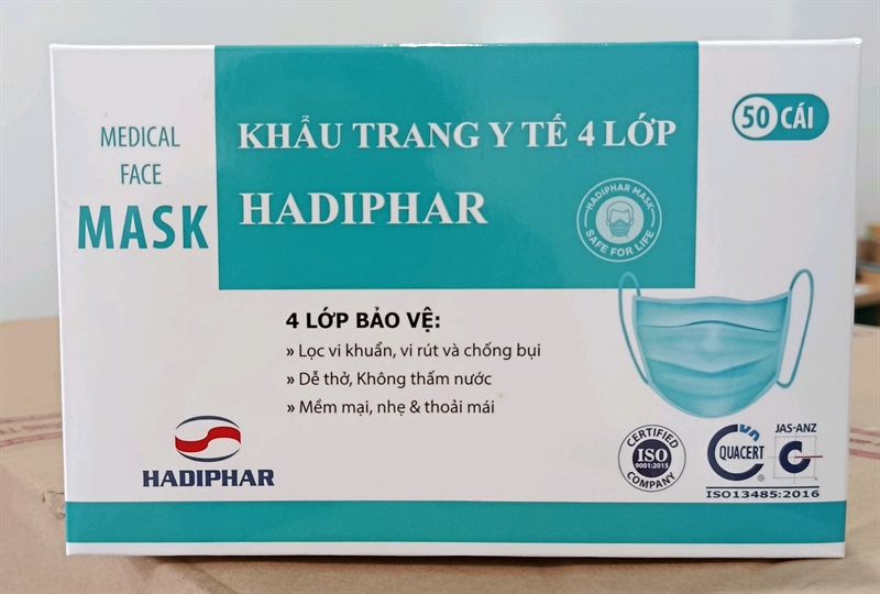 Khẩu trang y tế 4 lớp Hadiphar (Hộp 50cái) - Hadiphar