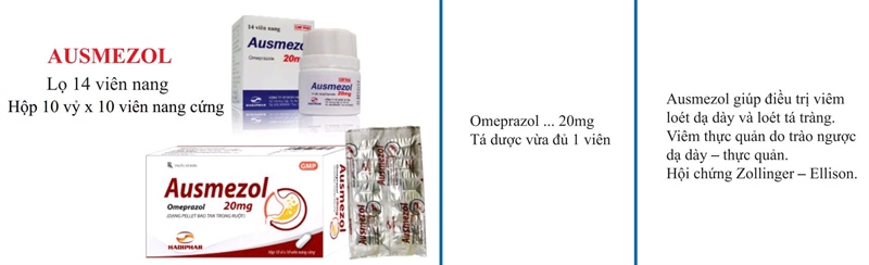 Ausmezol (Omeprazole 20mg) (Kiện 240 lọ 14 viên) - Hà Tĩnh