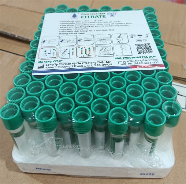Ống nghiệm Citrate 3,8% VMA 2ml - Công ty CP Vật Tư Y Tế Hồng Thiện Mỹ