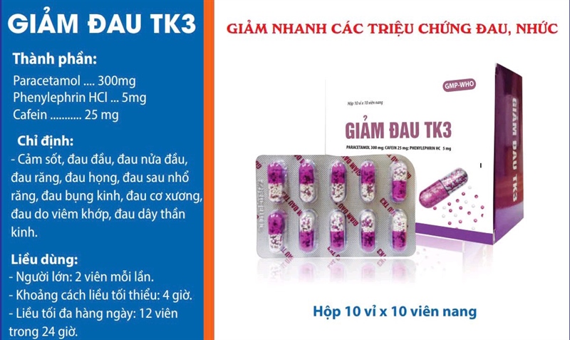 Giảm đau thần kinh TK3 (Hộp 10 vỉ x 10 viên) - Hà Tĩnh