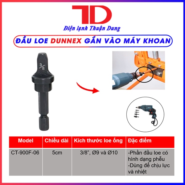 Đầu loe Dunnex, đầu loe điện 3/8", Phi 9, phi 10 (20 Cái/hộp)
