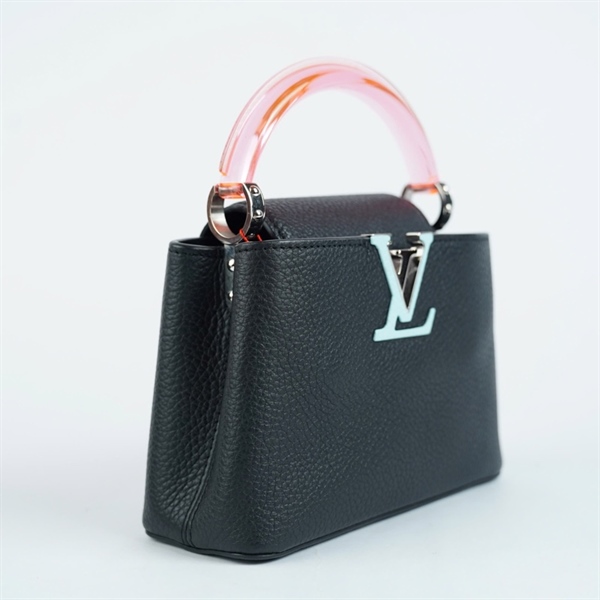 Túi LV Capu đen quai hồng (AH2080) sz19 (BMC) KG+