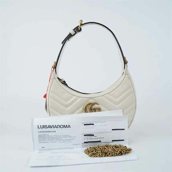 Túi GG Half Moon trắng sz16 (BQ) KG+