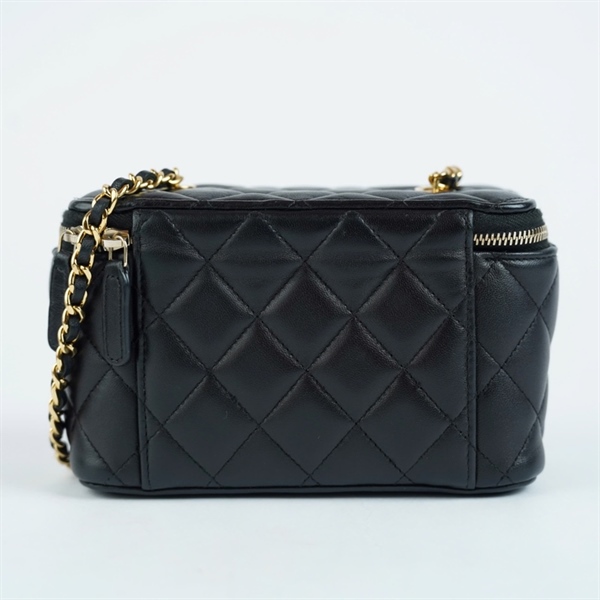 Túi Chanel Vanity đen in hình bài (E0X3XUU0) sz16 (BMC) KG+