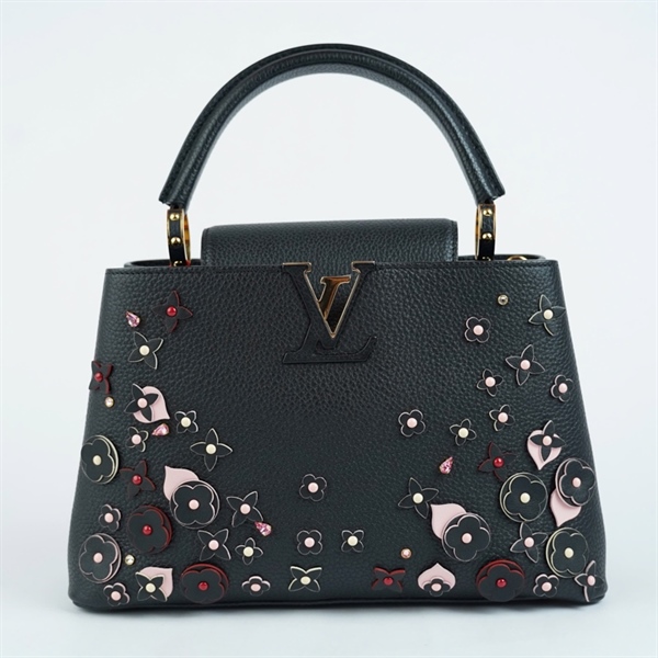 Túi LV Capu đen đính hoa (AH0149) sz31 (BMC) KG+