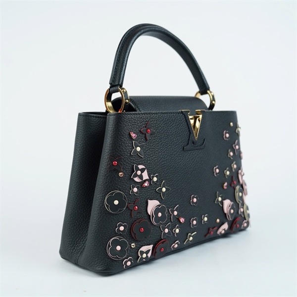 Túi LV Capu đen đính hoa (AH0149) sz31 (BMC) KG+