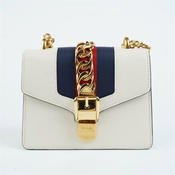 Túi GG Sylvie trắng (477630-520981) sz18 (BMC) KG+