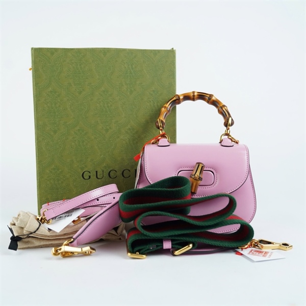 Túi GG Bamboo hồng 2 strap (F036420316) sz16 (BMC) KG+