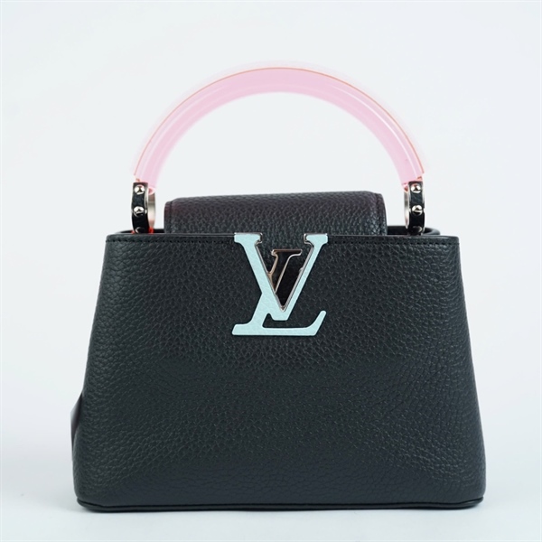 Túi LV Capu đen quai hồng (AH2080) sz19 (BMC) KG+