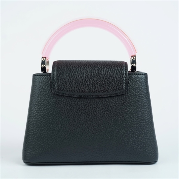 Túi LV Capu đen quai hồng (AH2080) sz19 (BMC) KG+