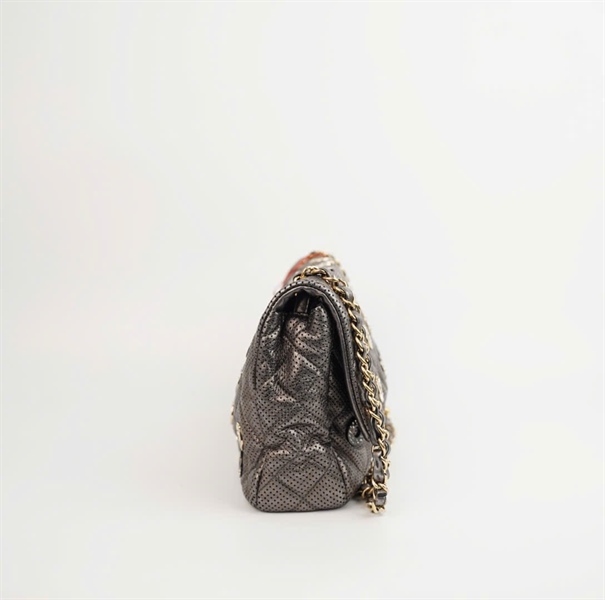 Túi Chanel Charm đồng xu màu xám sz28 +