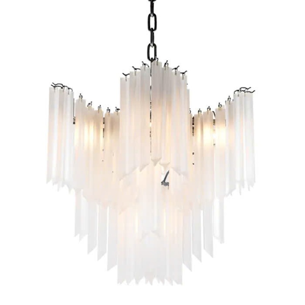 Đèn chùm | Hợp kim, thuỷ tinh phun cát - Đen, Trắng mờ -D80 cm