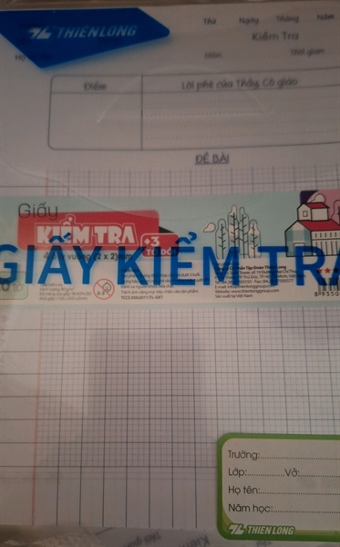 Giấy kiểm tra TL 4 ô ly vuông TP-GKT07