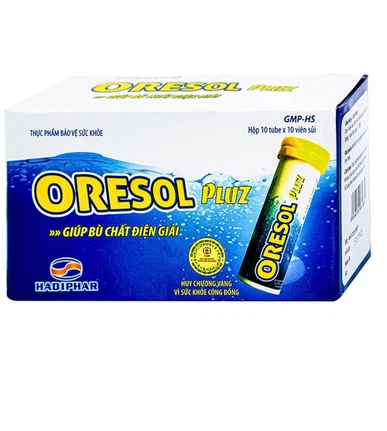 Viên sủi ORESOL Hadiphar bổ sung điện giải (Hộp 10 tuýp x 10 viên)