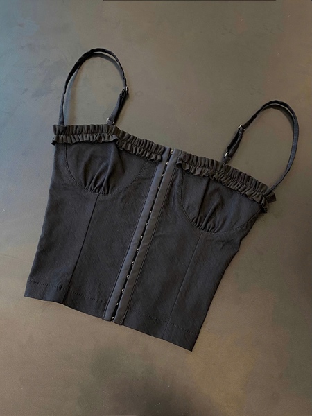 Áo Hai Dây TWENTI Dáng Corset Nẹp Gài Ôm Dáng - ĐEN - 2