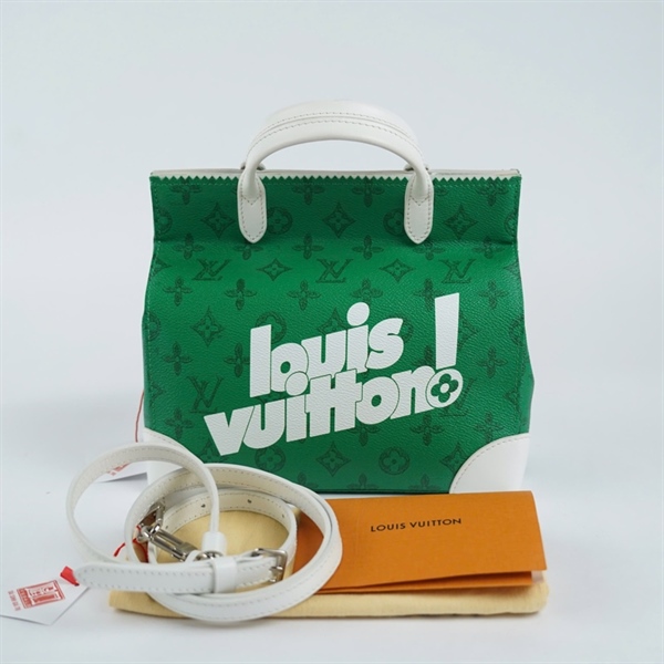 Túi LV Handle hoa xanh in chữ sz23 (TH) KG+