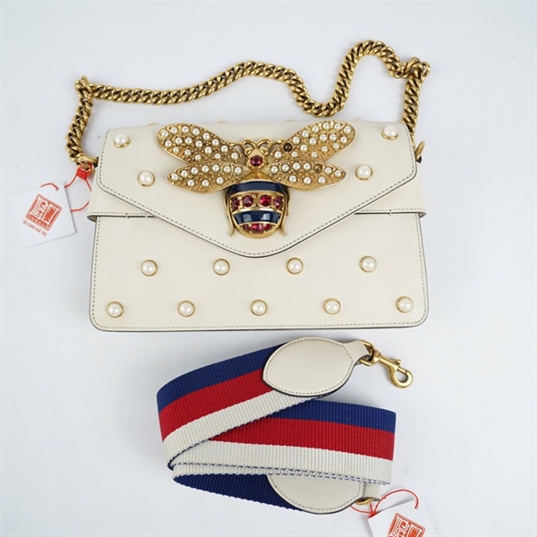 Túi GG con ong trắng (453778-486628) sz25 (TH) KG+